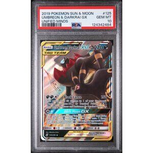 UMBREON & DARKRAI GX TAG TEAM PSA 10 | 2019 POKEMON SUN&MOON UNIFIED MINDS #125